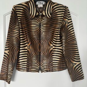 VTG Joseph Ribkoff Black and Brown Patterned animal print trippy Blazer jacket
